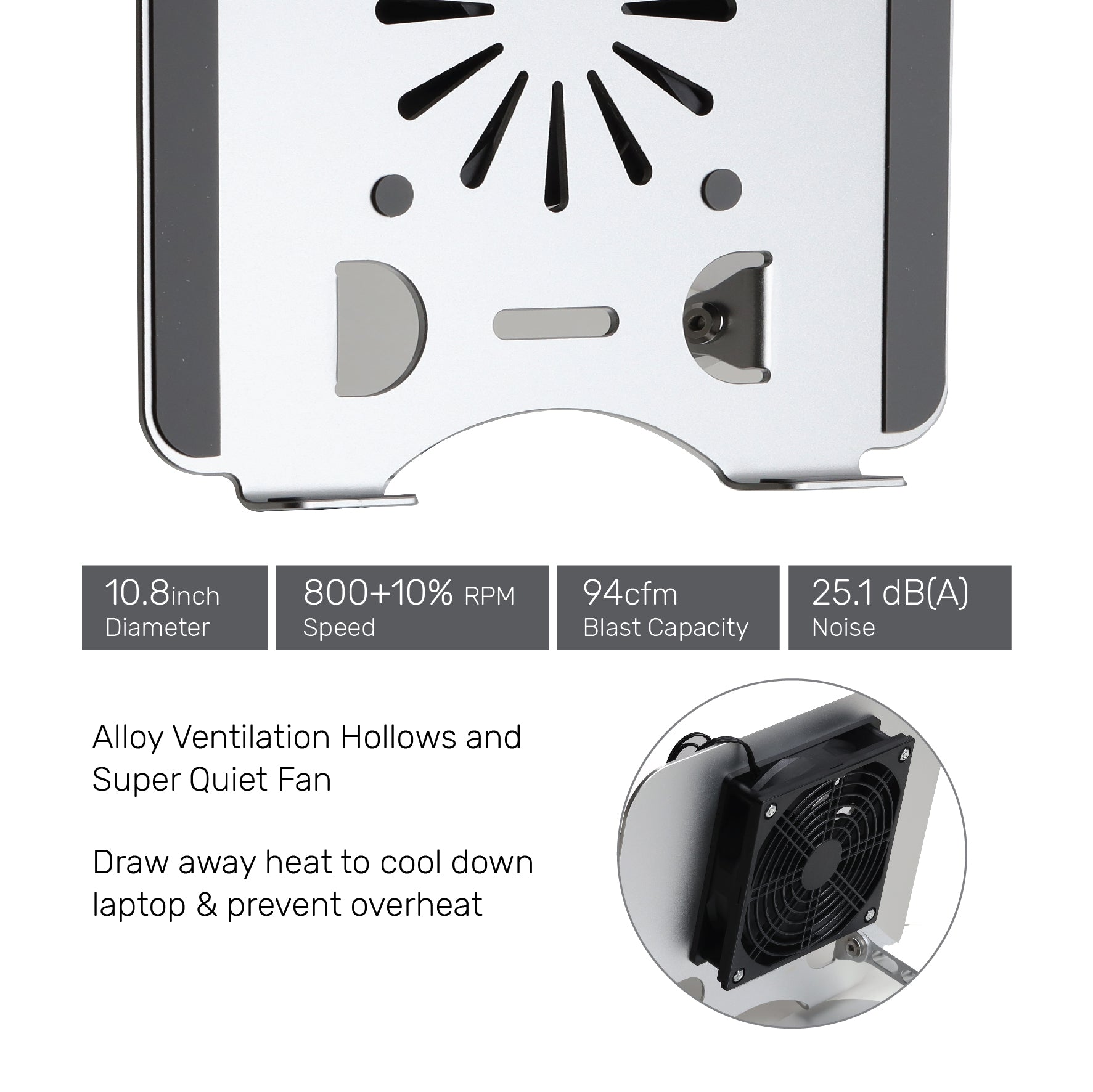 Arizone® Laptop Cooling Pad NB68 v3.1, Laptop Cooler with 1 Quiet Fans for 15.6-17 Inch Gaming Fan Stable Stand, 7 Height Adjust,