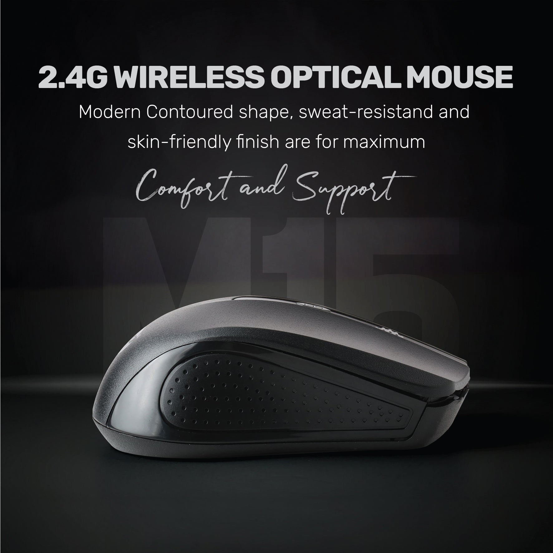 UP M15Wireless Rechargeable Mouse with Mouse, USB Computer Mouse for Laptop, PC, Chromebook, Notebook, Silent Click, 15M Wireless Connection Mouse Black