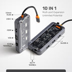 موزع USB Arizone® SW10V (10 في 1) 1*USB 3.0/2*USB 2.0/HDMI/RJ45/VGA/USB-C PD/SD/TF/3.5 مم 100 ميجابت في الثانية