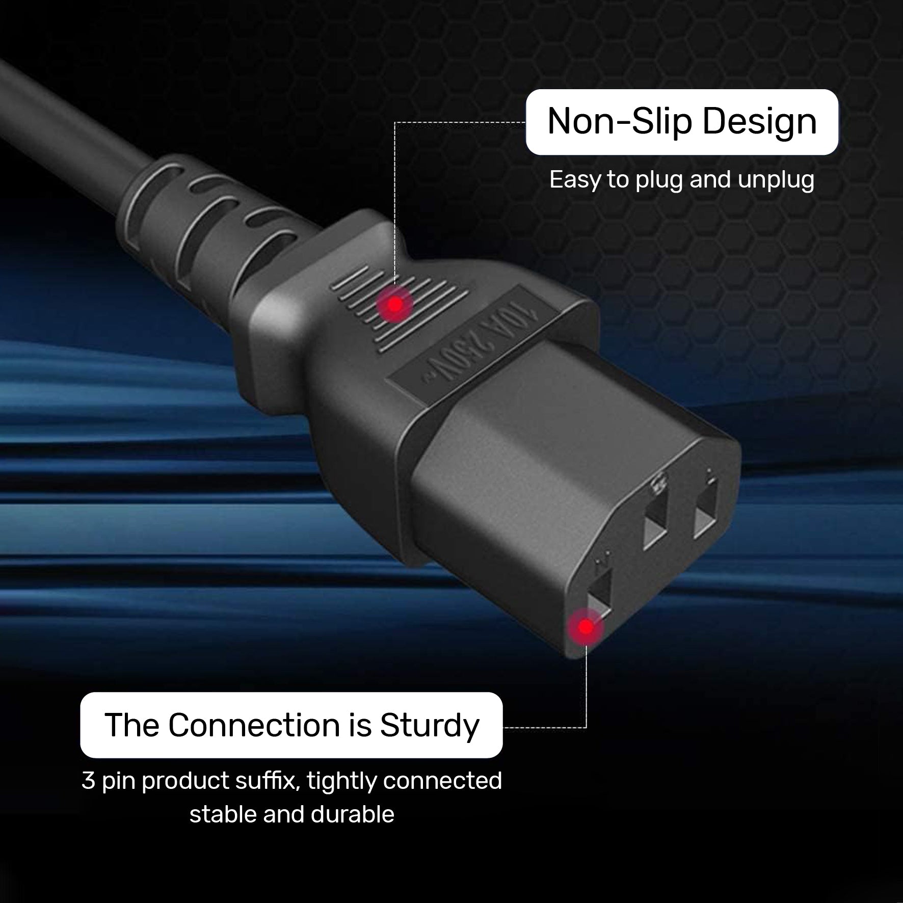 ARIZONE CABLE POWER DESKTOP 1.8M Reliable Pure Copper Wire for Computers, TVs, Monitors, and More
