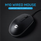 UP M10 Wired, USB Optical Mouse, Black
