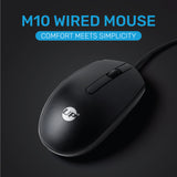 UP M10 Wired, USB Optical Mouse, Black