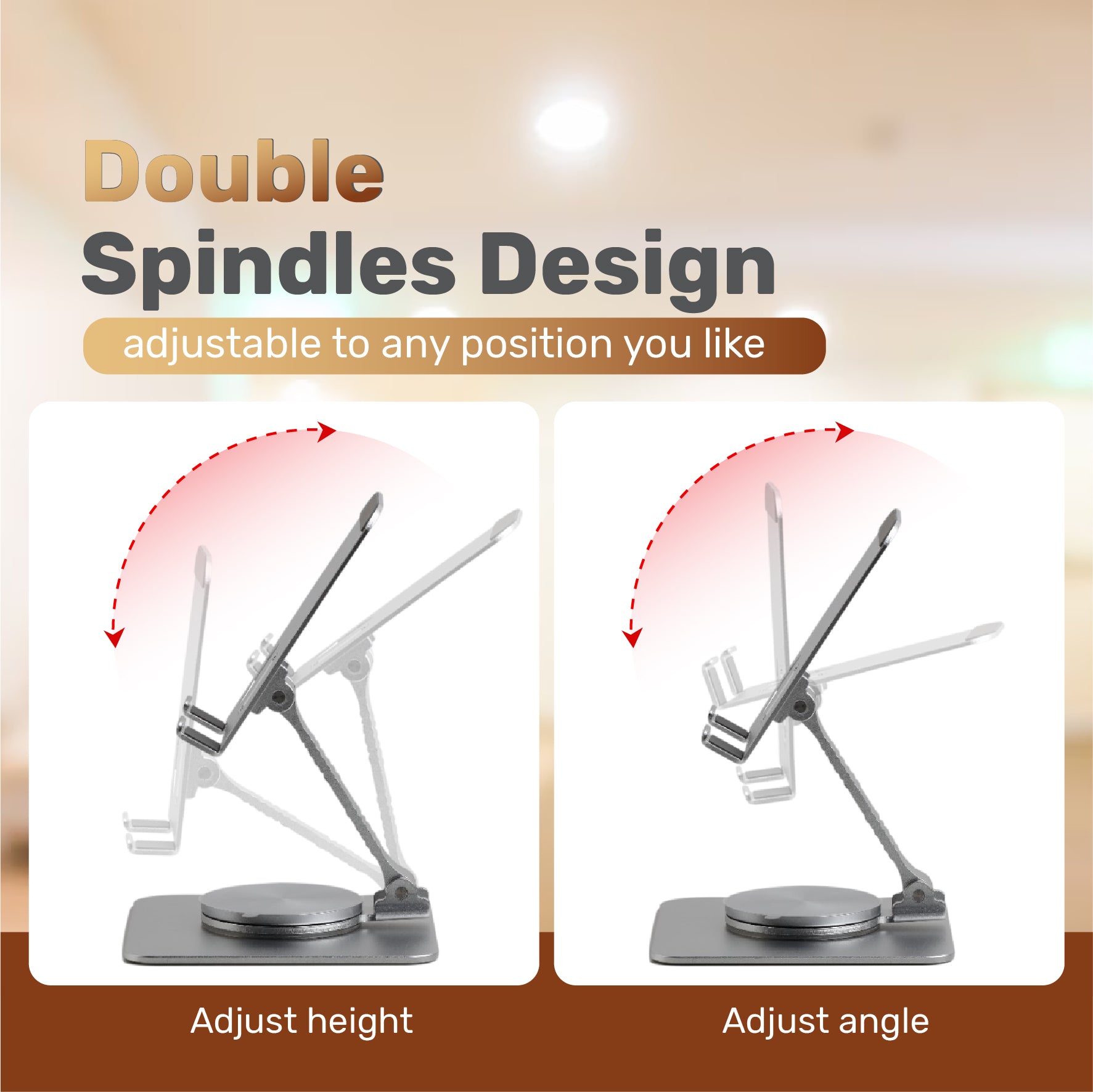 Cell Phone Stand, Adjustable phone holder for Desk, Foldable Desktop Tablet Stand Holder, Double Adjustable Mobile stand Phone