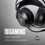 Arizone  7.1 RGB Gaming Headset with Dual Input- USB and 3.5mm Jack, Detachable Microphone, 90° Rotatable Earcups (Black)
