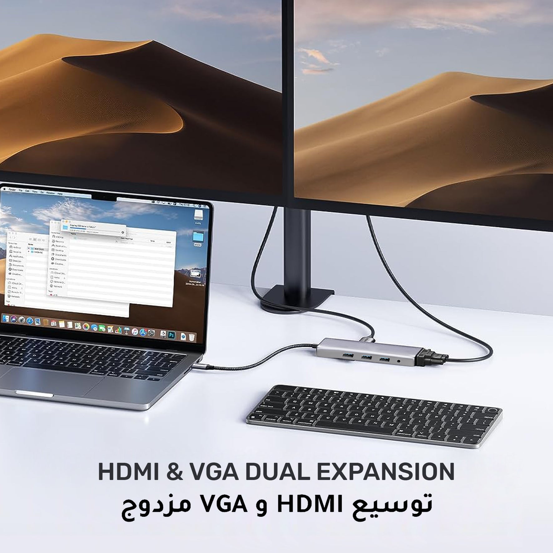 موزع USB Arizone® BS10A (10 في 1) 3 منافذ USB 3.0/HDMI/RJ45/VGA/USB-C PD/SD/TF/3.5 مم بسرعة 1000 ميجابت في الثانية