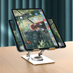 Arizone®  Tablet Stand 360° Rotating iPad Holder Adjustable Desktop Tablet Riser Foldable Aluminium