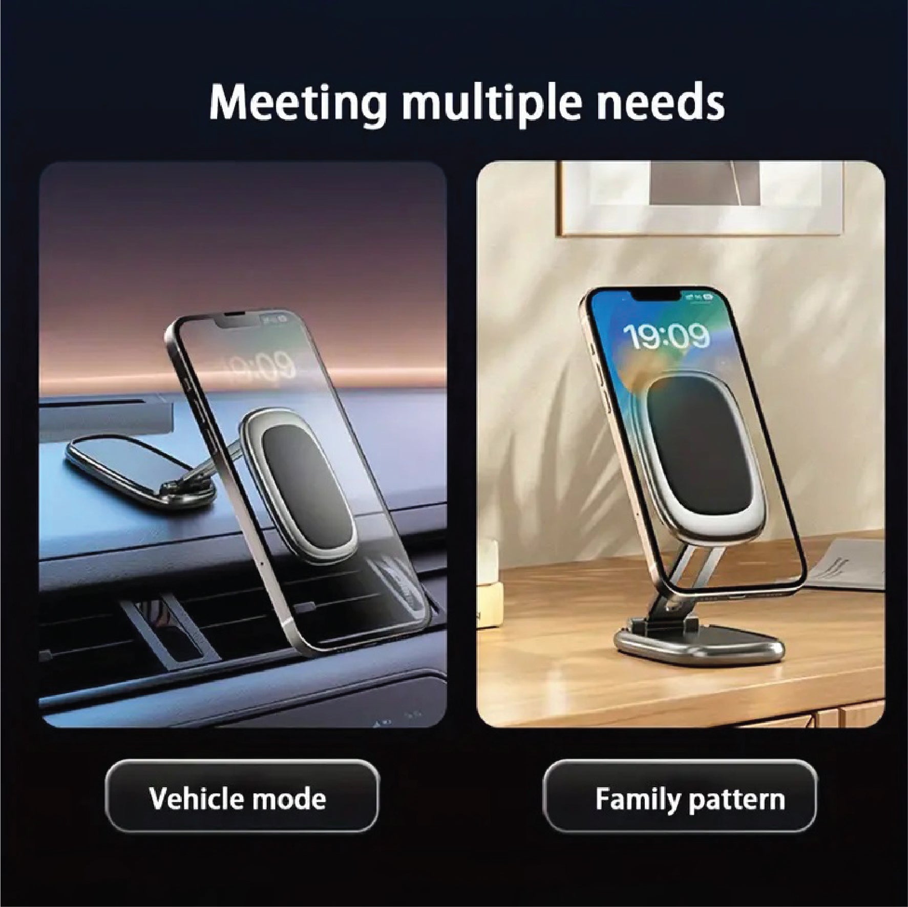 Arizone®  Magnetic Car Cell Phone Holder,Foldable and 360° Rotation, 8 Strong Magnets, Suitable for All Phones