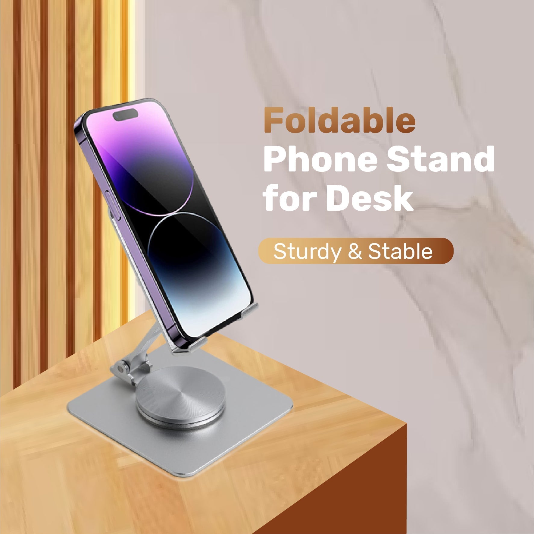 Cell Phone Stand, Adjustable phone holder for Desk, Foldable Desktop Tablet Stand Holder, Double Adjustable Mobile stand Phone