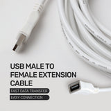 ARIZONE CABLE EXTENSION USB 3M White Male A to Female A Extension Cable for Laptop/PC/Printer/Scanner/Display