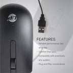 UP Optical Mouse MS116 Wired Mouse, USB Wired Computer Mouse with Ergonomic Design, Mouse for Laptop, PC, Desktop, Mac, Chromebook, Matebook - Black