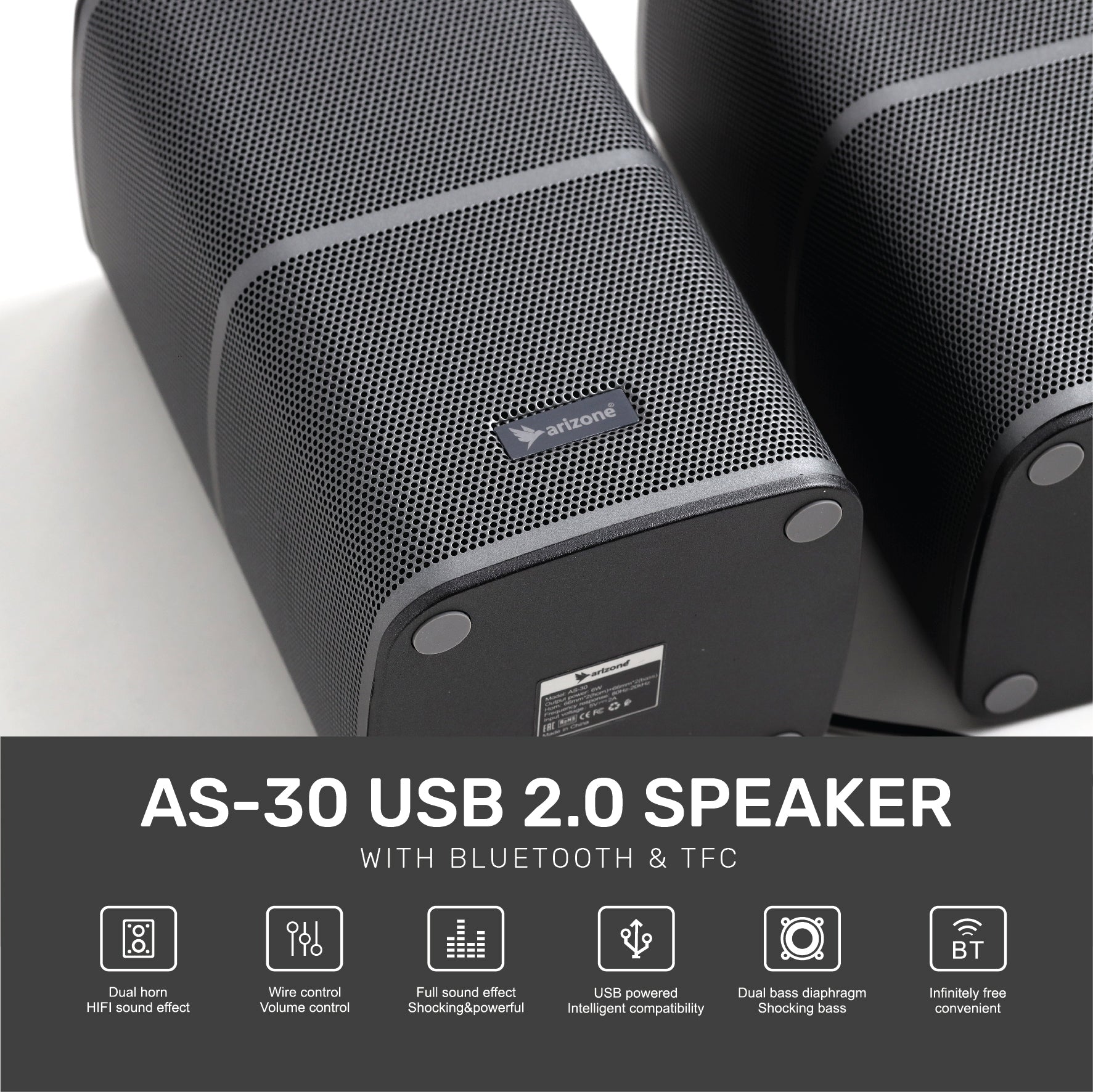 Arizone® Portable Laptop/Desktop USB 2.0 Powered Multimedia Speaker with AUX Input, deep bass 3.5mm Audio Input