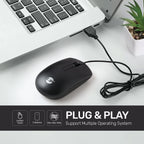 UP Optical Mouse MS116 Wired Mouse, USB Wired Computer Mouse with Ergonomic Design, Mouse for Laptop, PC, Desktop, Mac, Chromebook, Matebook - Black