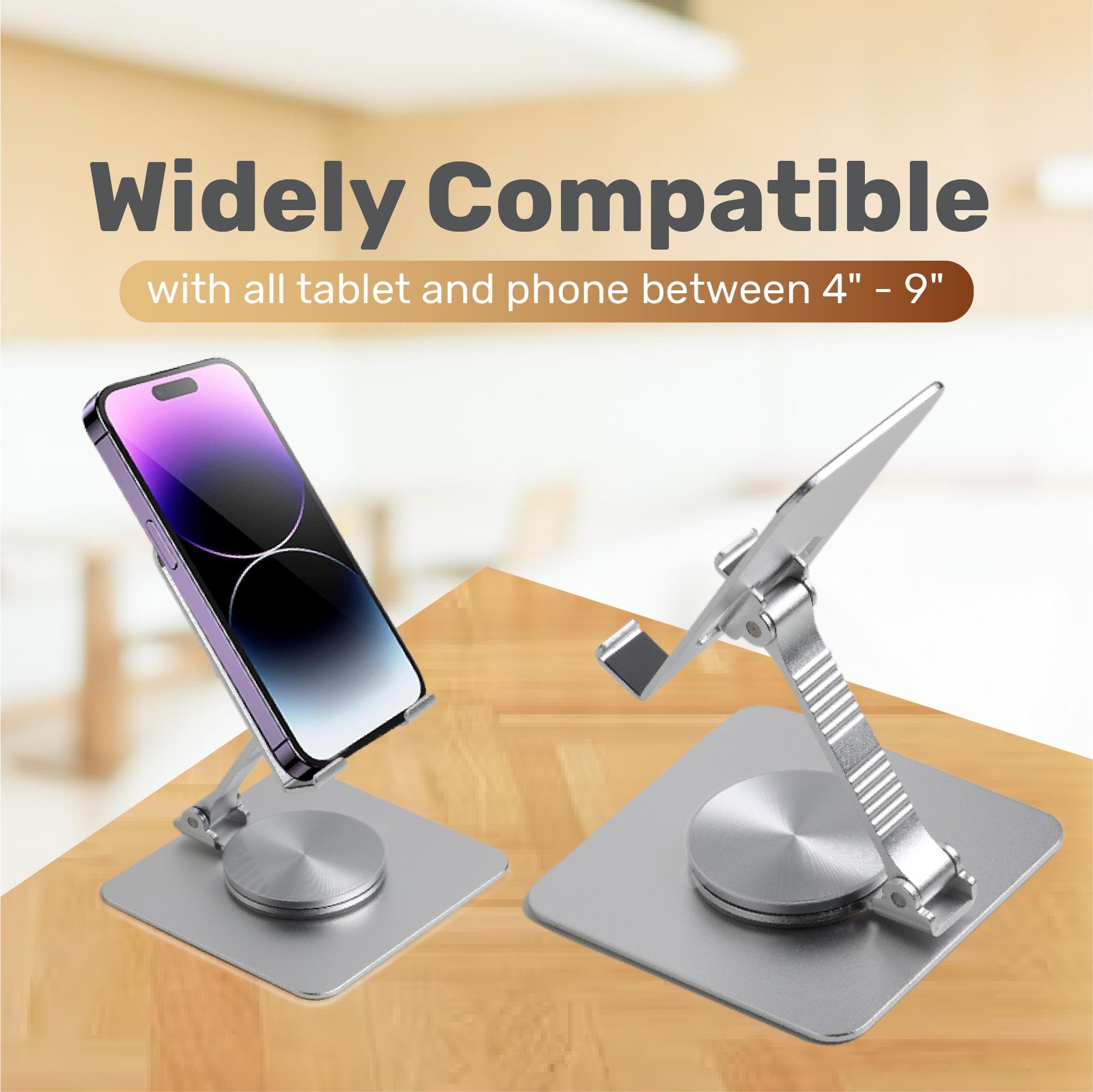Cell Phone Stand, Adjustable phone holder for Desk, Foldable Desktop Tablet Stand Holder, Double Adjustable Mobile stand Phone