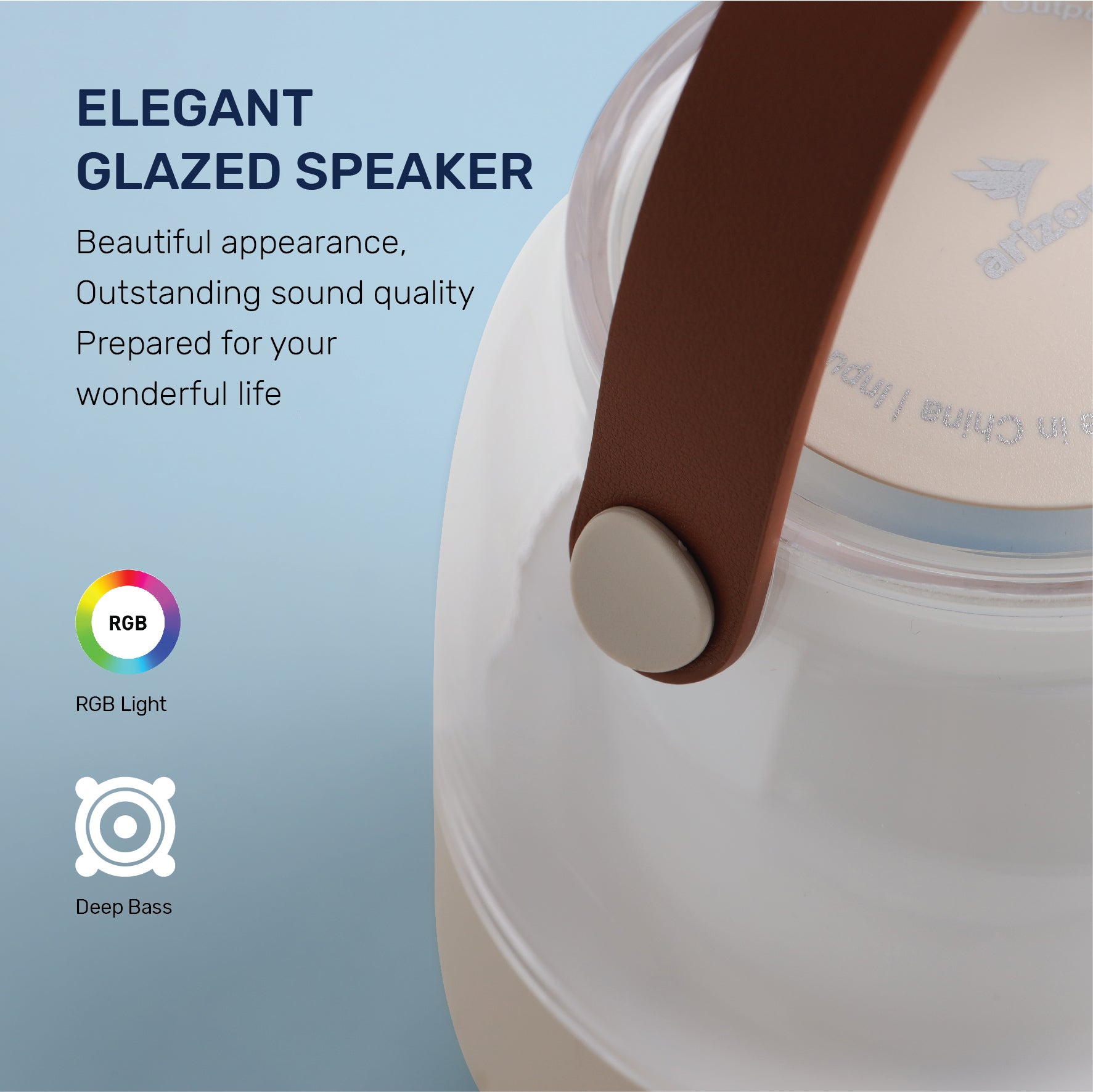 مكبر صوت Arizone® LED Bluetooth مع عمر بطارية طويل وصوت محيطي 360 وإضاءة LED ملونة للمنزل والخارج