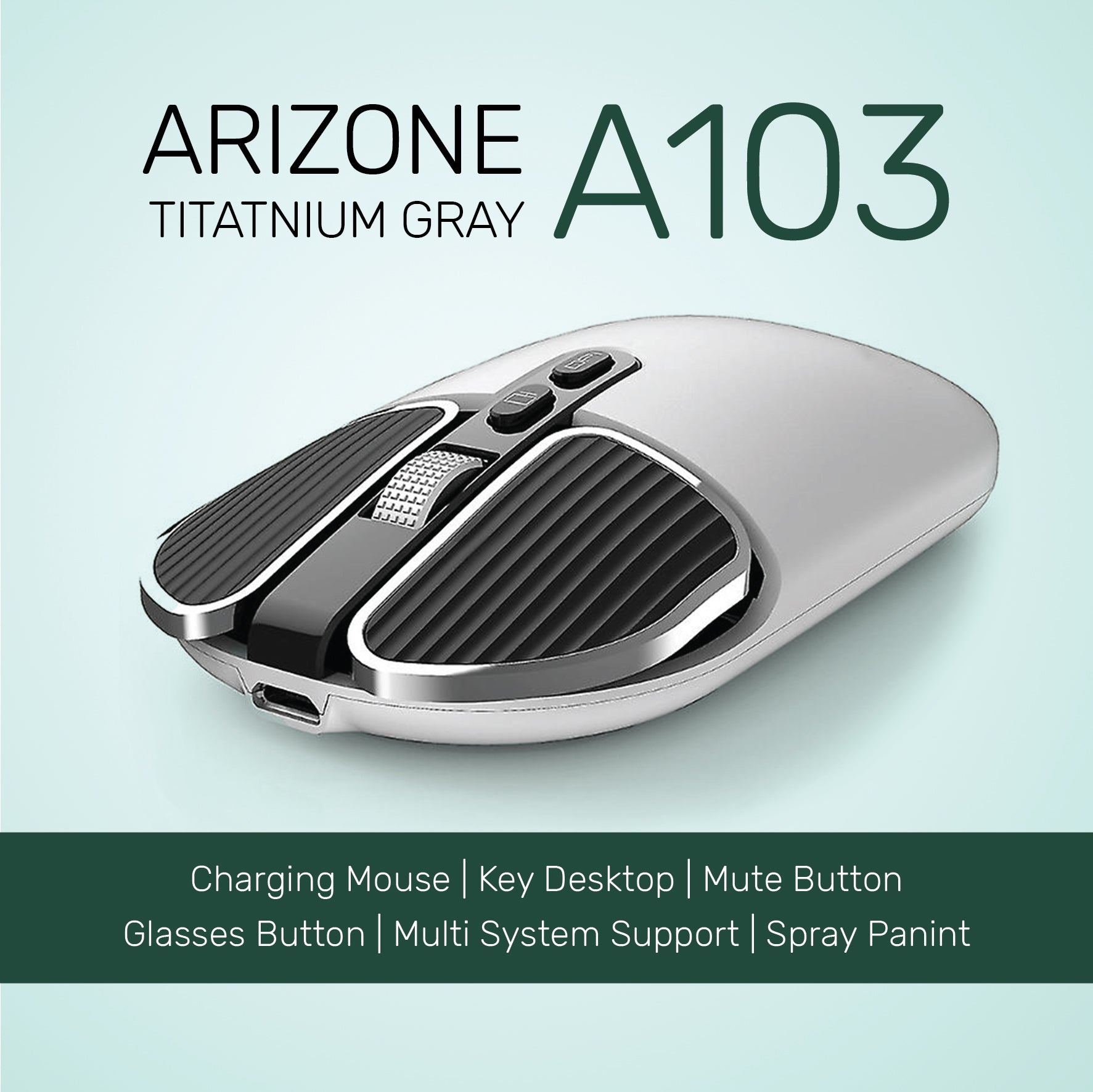 Arizone® Wireless Mouse A103 Bluetooth 2.4G USB Adapter Ultrafast Scrolling Tablet Mouse 4 Adjustable DPI Compatible