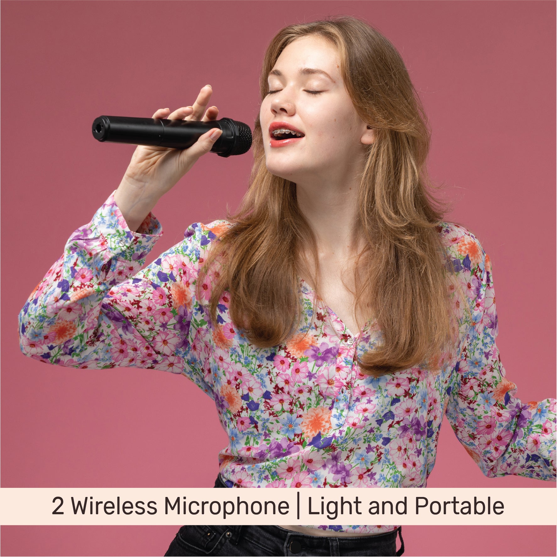 Arizone® Partybox Encore Portable Party Speaker with Digital Wireless Mic, 100W Powerful Sound, IPX Splash Proof, 10 Hours of Playtime, Multisource Playback
