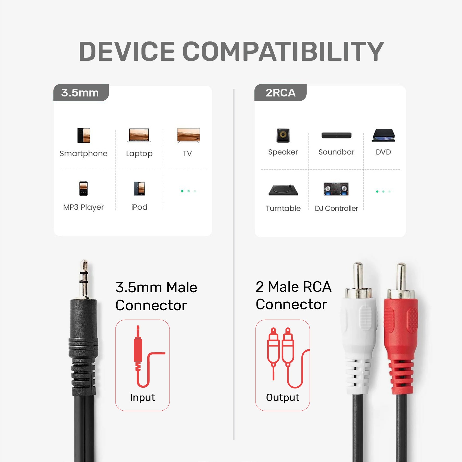 UP CABLE AUDIO 2*1 1.5M BLK