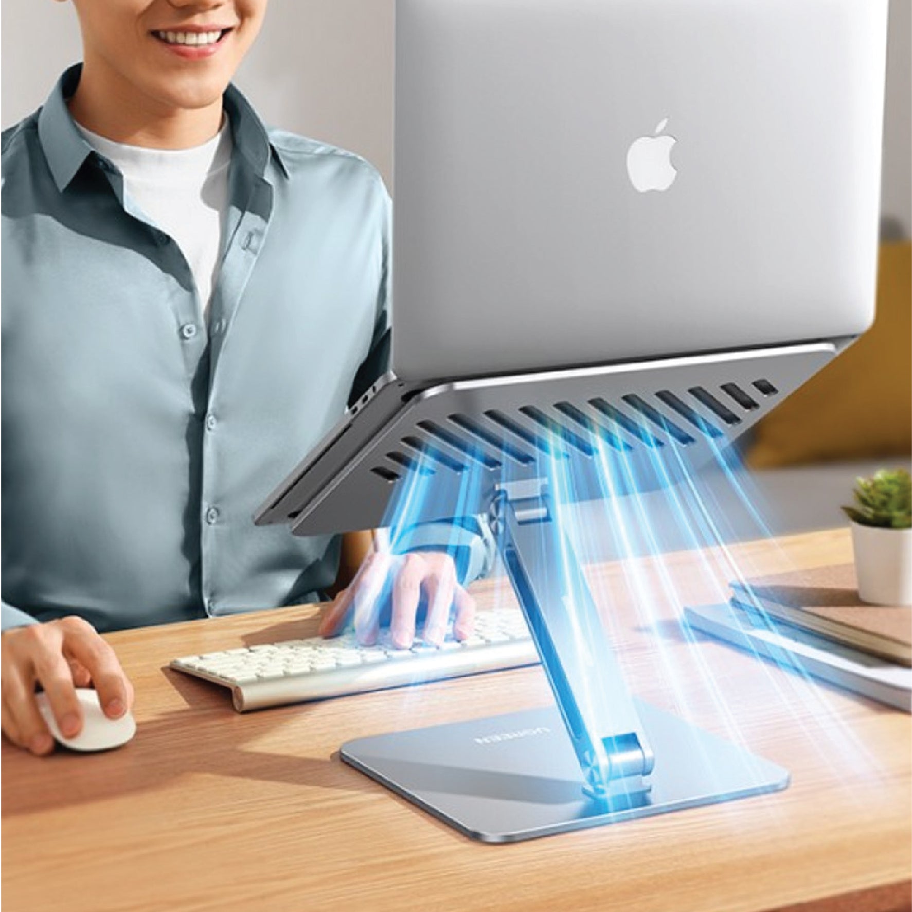 Arizone® Laptop Stand, Portable Adjustable Aluminium Laptop Riser Holder for Desk, Foldable Ventilated Cooling Computer Support Stand