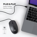 UP M10 Wired, USB Optical Mouse, Black