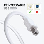 ARIZONE CABLE PRINTER USB WHITE High Speed Cable Printer for HP, Canon, Scanner Cable A USB Male to B Printer Male (Compatible with Computer, Printer, White)