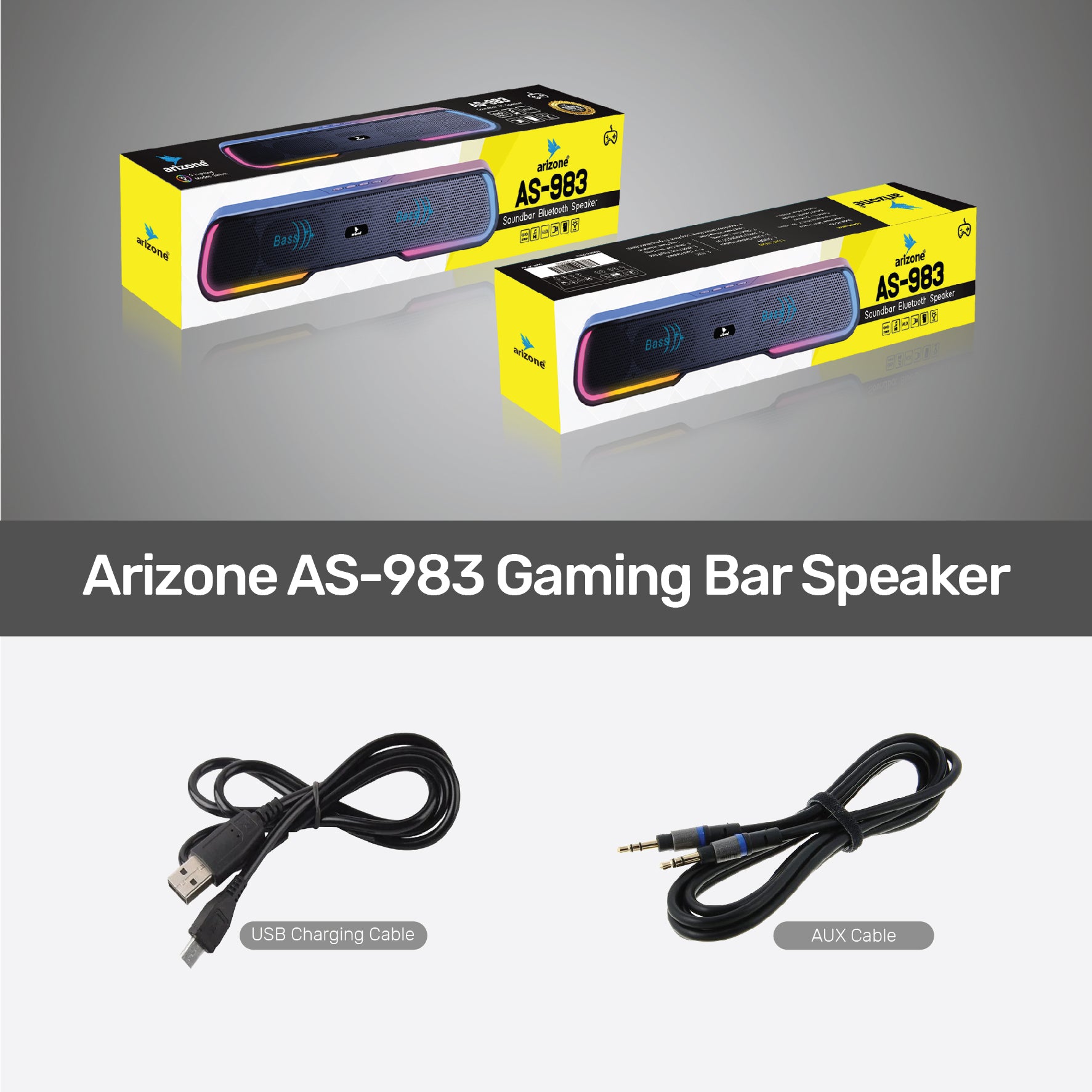 Arizone® Computer Speakers for PC Desktop Monitor, Bluetooth V5.0 PC Sound Bar - Wireless/Wired USB-Powered, Superb Stereo Sound, with Gradient RGB Lighting - Combine/Separate to Customize Your Desk