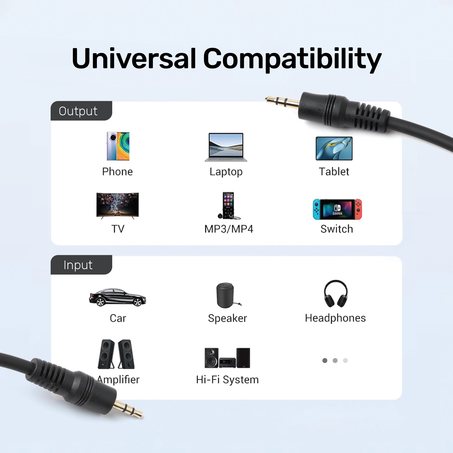 ARIZONE CABLE AUDIO 1*1 1.5M BLK Gold Plated Design Audio Adapter Audio Lead, Car Auxiliary Audio cable Cord Stereo Jack Cable ( 1.5 Meter)