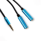 ARIZONE CABLE AUDIO MICROPHONE EARPHONE 30CM AUX 3.5M/2*3.5F BLK Microphone 3.5mm Stereo Audio Male to 2 Female Headphone Mic Splitter Audio Adapter for PS4/PS5 Laptop- 0.2M Black