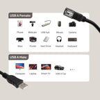 ARIZONE CABLE EXTENSION USB 1.5M BLK Male A to Female A Extension Cable for Laptop/PC/Printer/Scanner/Display