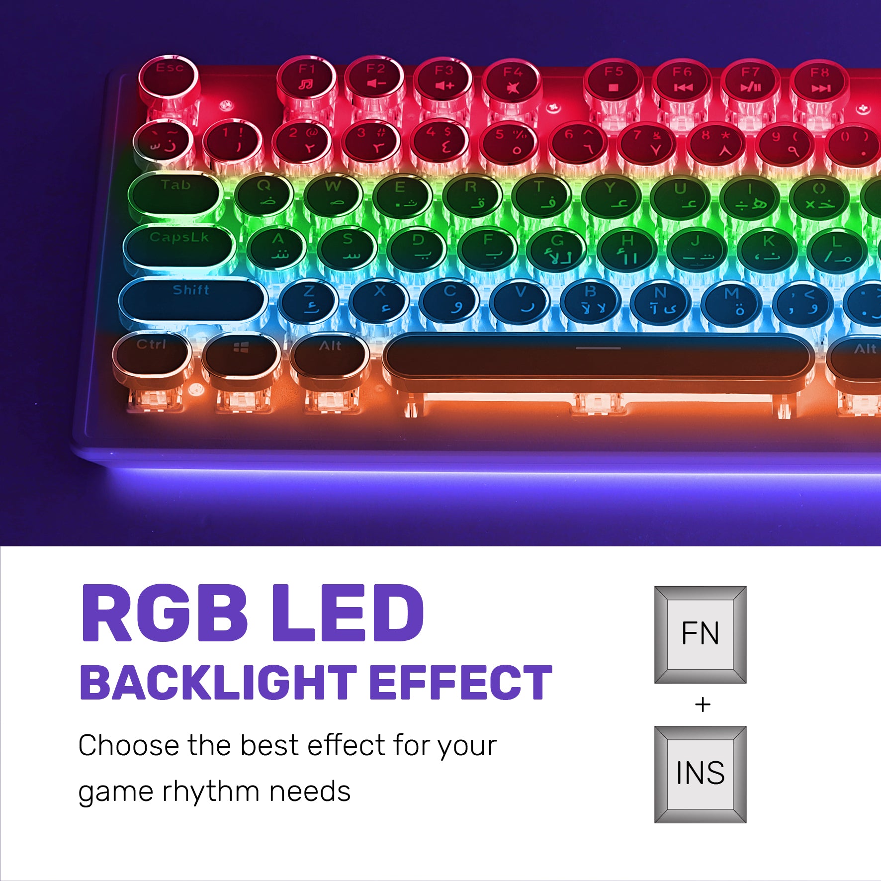 ARIZONE© MK 20 Mechanical Keyboard 104 Keys Green Axis Backlit Office E-sports Game Keyboard Wired USB Desktop Computer Notebook Universal