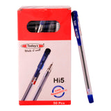 Today's Hi5 Ball Pen with 0.7 mm Tip, Blue, Pack of 50 Pcs