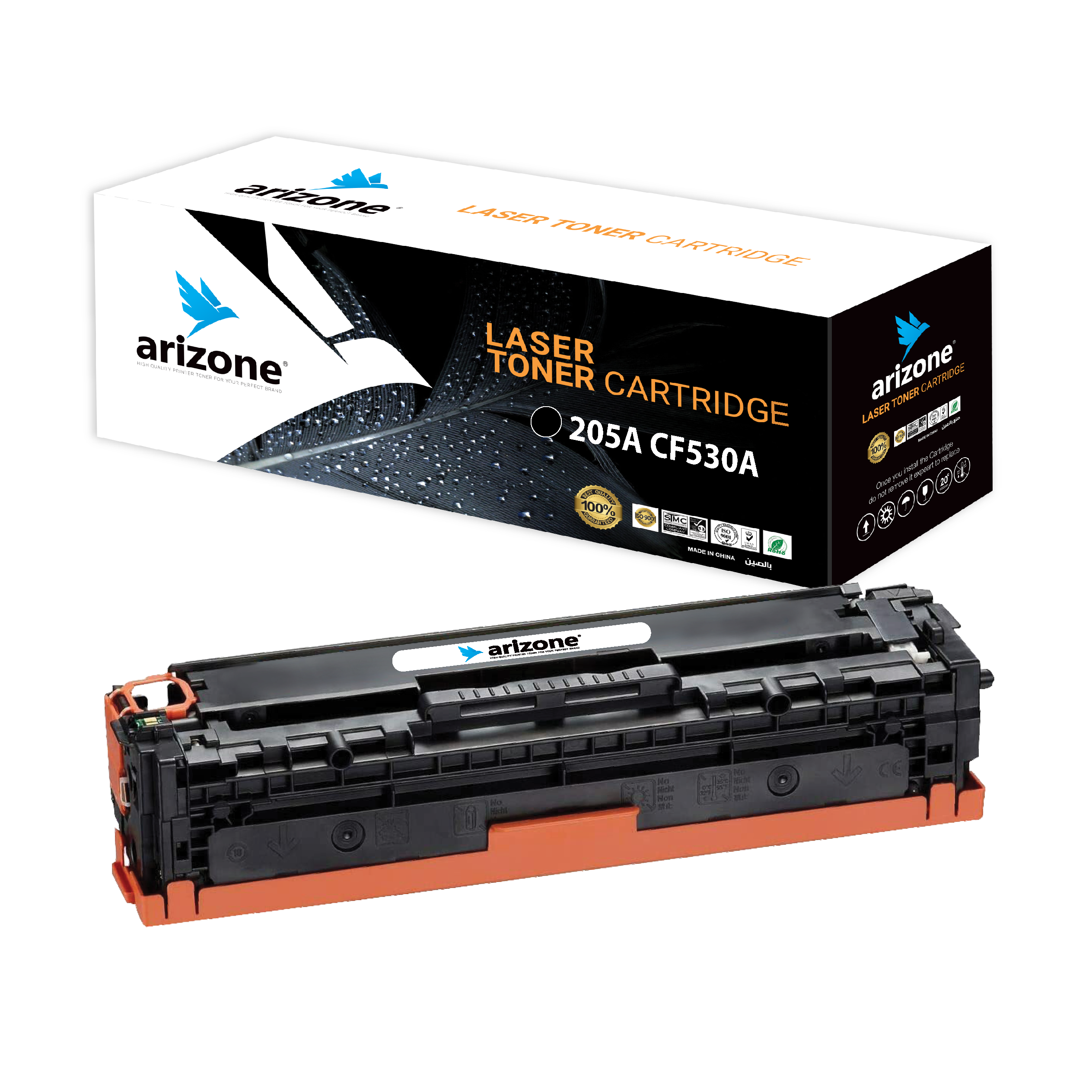 Arizone Toner Cartridge Replacement for HP 205A CF530A CF531A CF532A CF533A Work for HP Color LaserJet Pro M154 M154A M154NW MFP M180N M180FW M180NW M181 M181FW Black