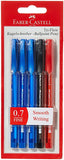 Faber-Castell 1423 Ball Pen 0.7Mm Blister Of 5Pc Assorted (3 Blue + 1 Black + 1 Red)