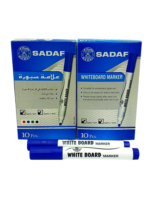Sadaf Bullet Tip White Board Marker, 2mm, Blue