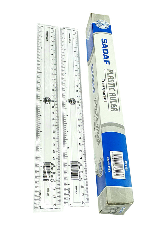 Sadaf 30cm Plastic Ruler, Transparent