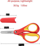 LIVINGO 5" Small School Student Blunted Kids Craft Scissors, Sharp Stainless Steel Blades Safety Handles for Children Cutting Paper, Assorted Color, 3 Pack