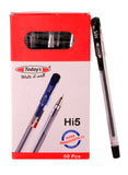 Today's Hi5 Ball Pen, Black, 0.7 mm tip, Pack of 50